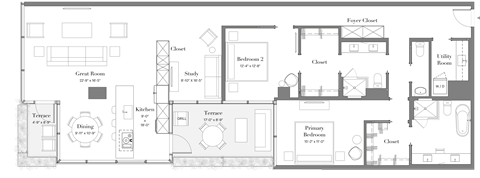 Floor plan for 2 beds, 2.5 baths, 1835 sqft